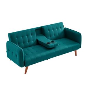 Sofá cama de 3 plazas con bandeja central abatible verde