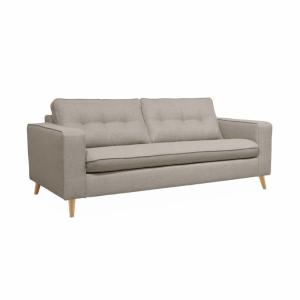 Sofá cama de 3 plazas con colchón de 12cm, beige
