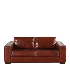 Sofá cama de 3 plazas de cuero marrón