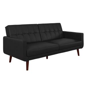 Sofa cama de 3 plazas de imitación piel negro