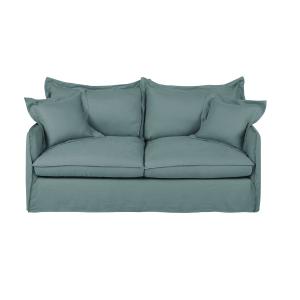 Sofá cama de 3 plazas de lino azul celedón con colchón de 1…