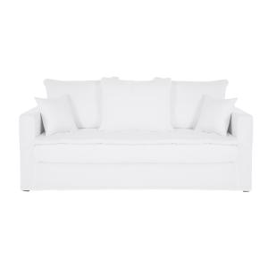 Sofá cama de 3 plazas de lino lavado blanco