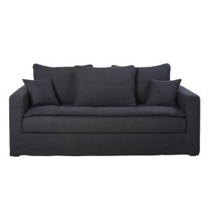 Sofá cama de 3 plazas de lino lavado gris antracita