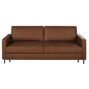 Sofá cama de 3 plazas de tela revestida marrón