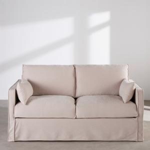 Sofá cama de 3 plazas desenfundable de tejido tramado beige…
