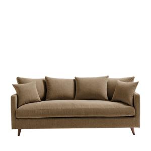 Sofá cama de 3 plazas en tejido con patas de madera oscura…