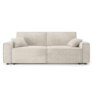 Sofá cama de 3 plazas recto de pana beige