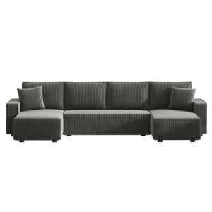 Sofá cama de 6 plazas con baúl en terciopelo a cuadros antr…