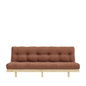Sofá cama de madera natural y tela - arcilla