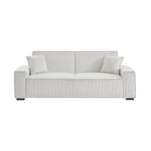 Sofá cama de pana, 3 plazas, crema