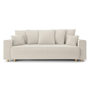 Sofá cama de pana beige de 3 plazas
