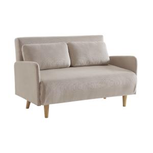 Sofá cama de pana con patas de madera,  2 plazas , beige
