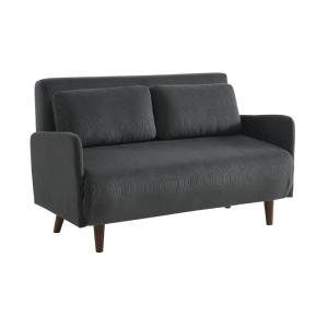 Sofá cama de pana con patas de madera,  2 plazas, gris oscu…