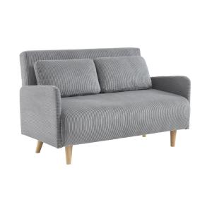Sofá cama de pana de 2 plazas con patas de madera, gris cla…