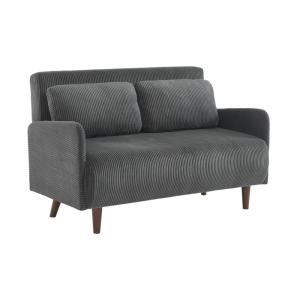 Sofá cama de pana de 2 plazas con patas de madera, gris osc…
