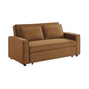 Sofá cama de pana de 3 plazas, marrón