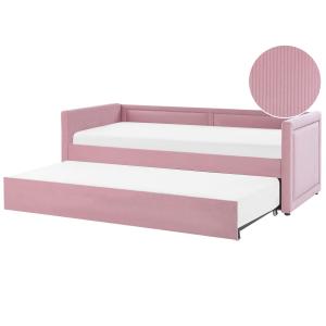 Sofá cama de tejido rosa 90x200