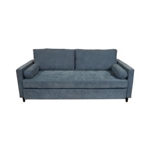 Sofá cama de tela en color azul desplegable y patas color n…