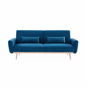 Sofá cama de terciopelo de 2 a 3 plazas, azul
