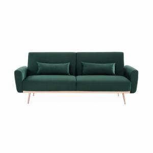 Sofá cama de terciopelo de 2 a 3 plazas, verde ingles
