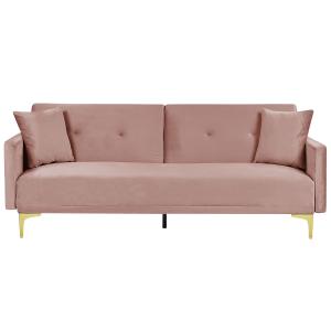 Sofá cama de terciopelo rosa