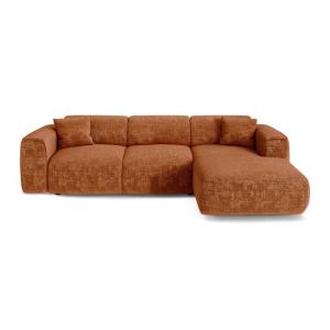 Sofá cama derecho 5 plazas terciopelo gofrado terracota