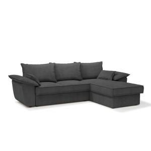 Sofá cama derecho con arcón pana antracita 257 cm