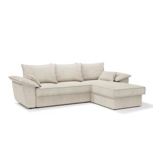 Sofá cama derecho con arcón pana crema 257 cm