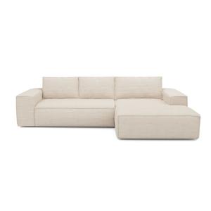 Sofá cama derecho terciopelo de pana crema 140 cm