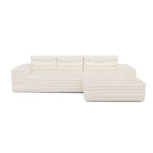 Sofá cama derecho terciopelo de pana XXL crema 140 cm