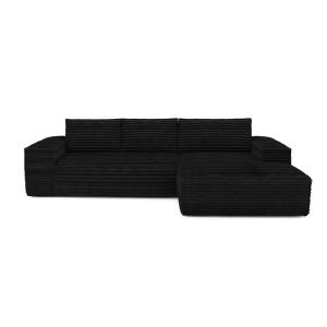 Sofá cama derecho terciopelo de pana XXL negro 140 cm