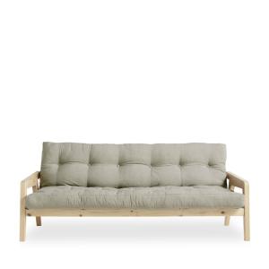 Sofá cama en madera natural y tela - lino