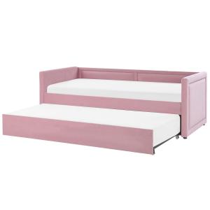 Sofá cama en tejido rosa 90x200