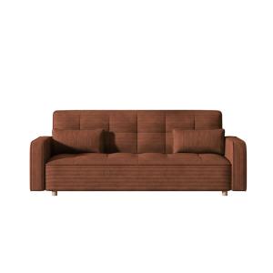 Sofá cama escandinavo de 3 plazas en pana terracota