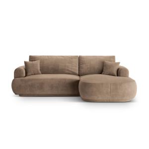 Sofá cama esquinero con box 5 plazas terciopelo beige oscur…