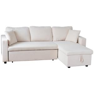 Sofá cama esquinero de 3 plazas de pana beige