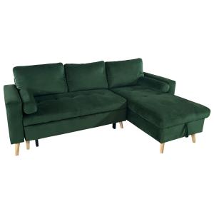 Sofá cama esquinero de 3 plazas de terciopelo verde