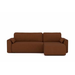 Sofá cama esquinero de 4 plazas acanalado de terracota