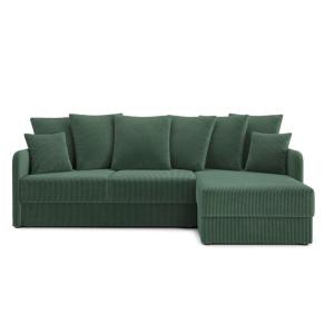 Sofá cama esquinero de 4 plazas de pana verde