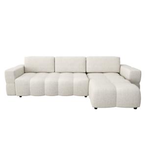 Sofá cama esquinero derecho con arcón 5 plazas bouclé crema…