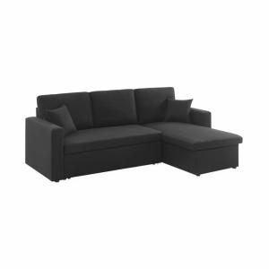 Sofá cama esquinero reversible, 3 plazas, negro