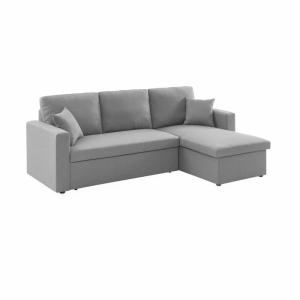 Sofá cama esquinero reversible de 3 plaza, gris claro