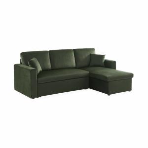 Sofá cama esquinero reversible de 3 plazas, verde ingles