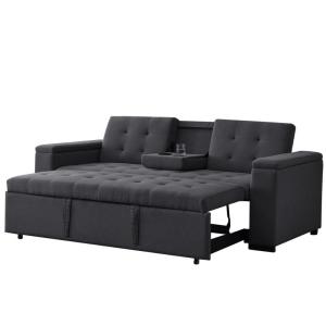 Sofá cama grande 4 plazas diseño gris oscuro