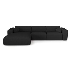 Sofá cama izquierdo 5 plazas bouclé antracita oscuro