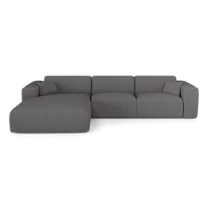 Sofá cama izquierdo 5 plazas bouclé gris