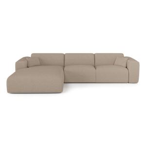 Sofá cama izquierdo 5 plazas bouclé topo
