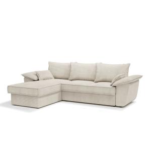 Sofá cama izquierdo con arcón pana crema 257 cm