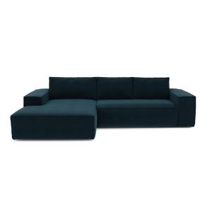 Sofá cama izquierdo terciopelo azul pavo 140 cm