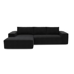 Sofá cama izquierdo terciopelo negro 140 cm